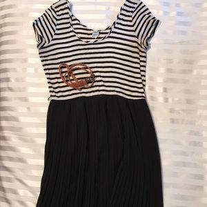 Black and white striped dress